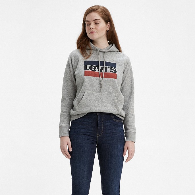 Толстовка женская Levi's Sport Graphic Hoodie Smokestack Heather