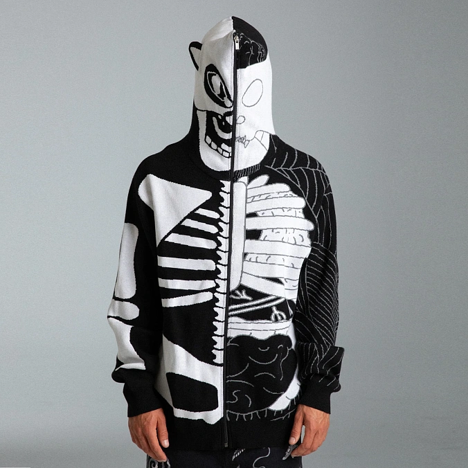 Свитер RIPNDIP Skelly Nerm Knit Hoodie Black/White