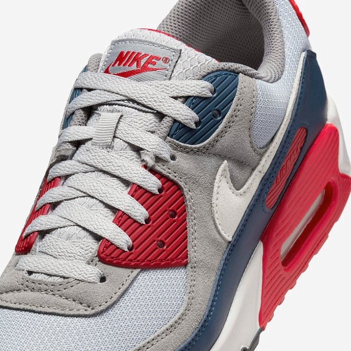 Кроссовки Nike Air Max 90 Light Smoke Grey/Armoury Navy/Fire Red/Phantom